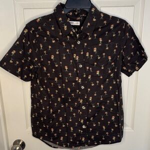 EUC Sonoma Boys Black Palm Tree Print Casual Shirt